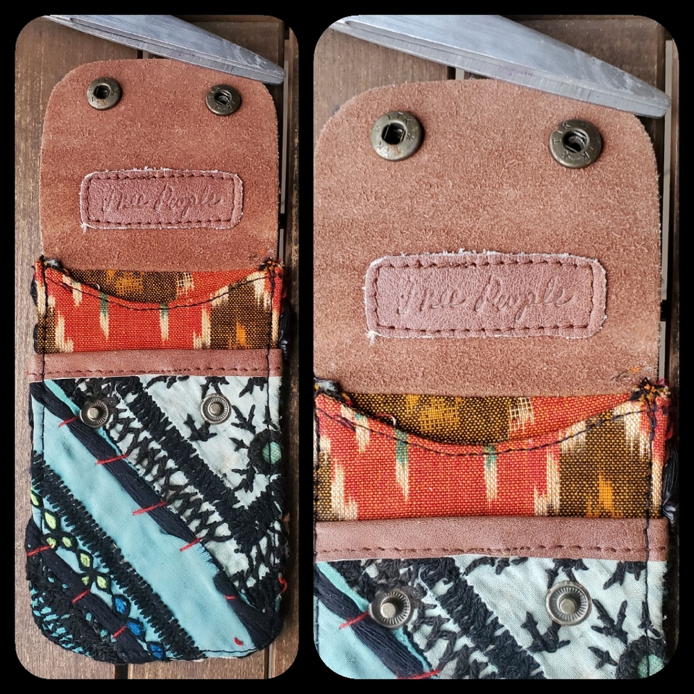 🔮🎱 Free People Boho Embroidered Repurposed vtg banjara hippie Wallet card case - Picture 4 of 10